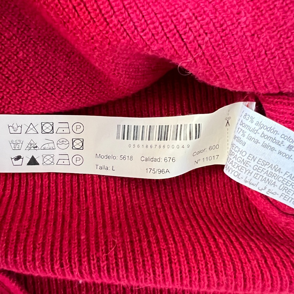 Massimo Dutti Wool Blend V Neck Red Knit Sweater Italian Yarn Womens L - Picture 6 of 9